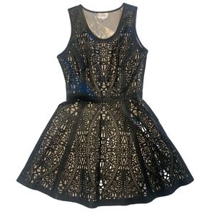 Preppy Sleeveless Women's XS Black Leather Dress